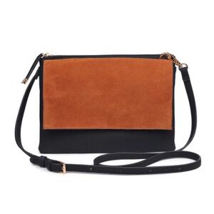 NWT Moda Luxe Reagan Crossbody Black|Camel Vegan Leather|Suede Women's Bag